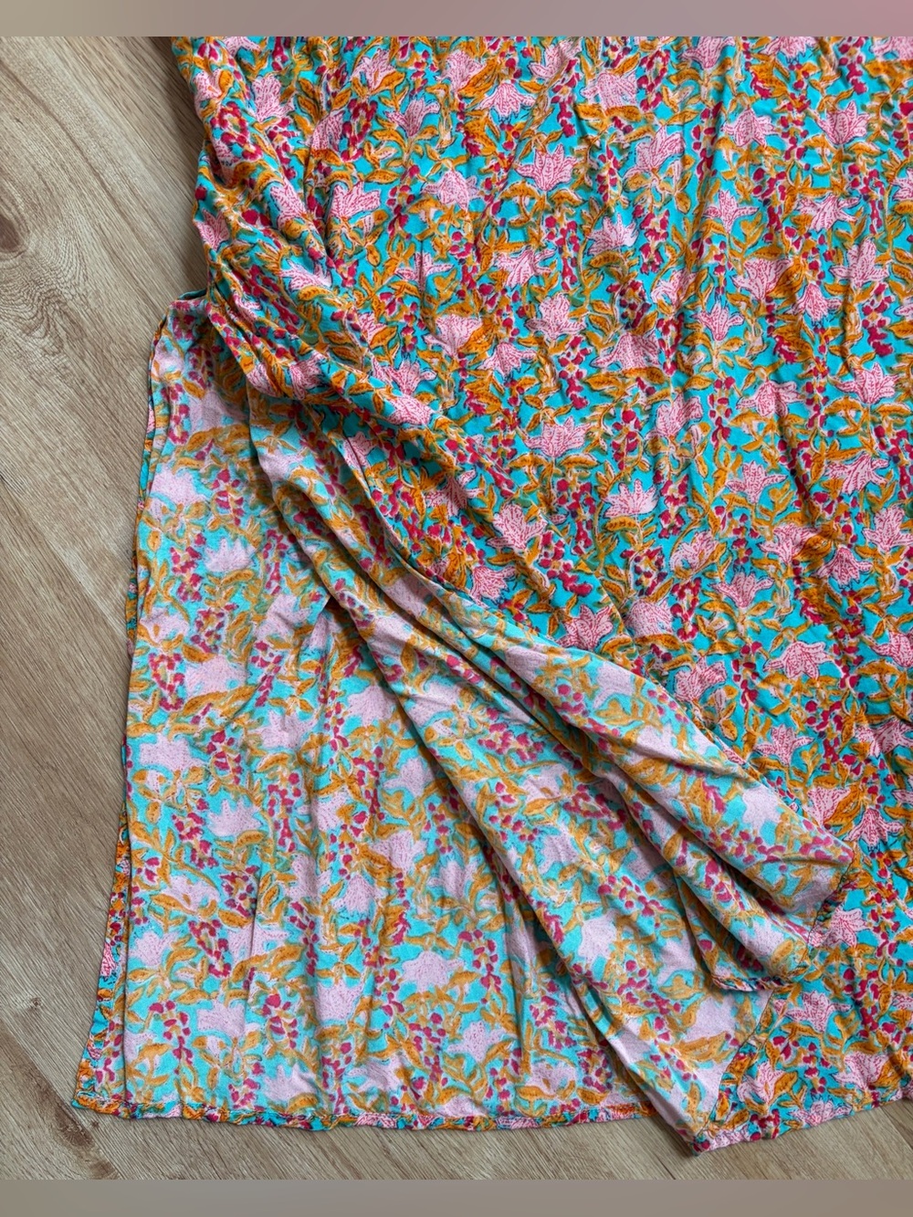 NATURAL LIFE Maxi Dress Patti Side Slit Floral Medium Boho Turquoise Orange Pink - Picture 8 of 12